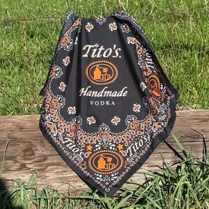 Tito’s square bandanna black and orange hair scarf western unisex